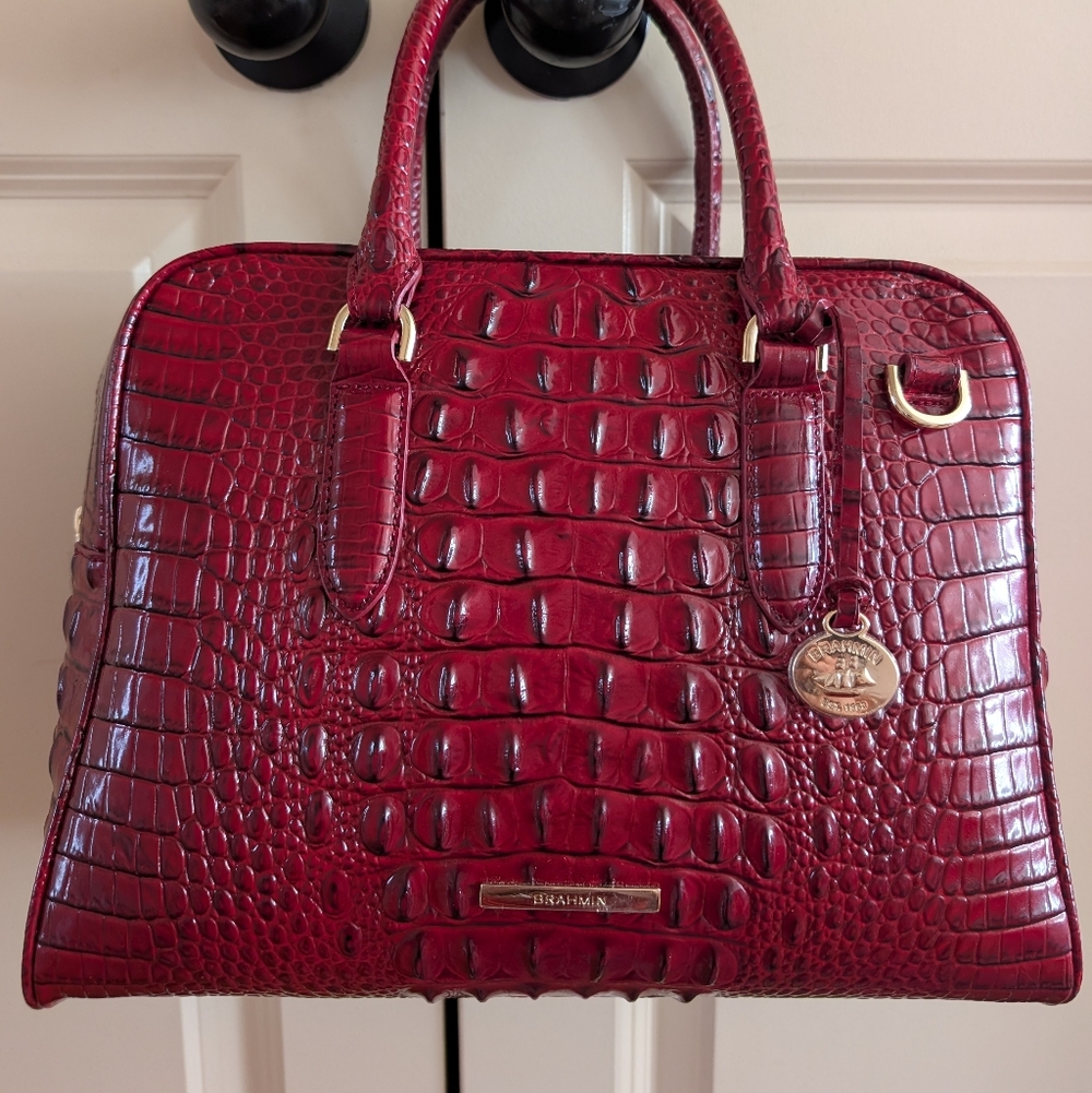 New Brahmin Vintage Red Marissa Satchel - Picture 3 of 4